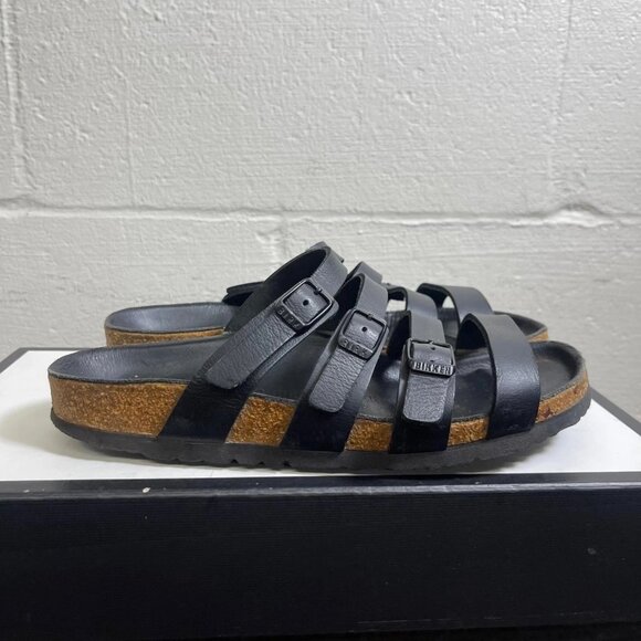 Birkenstock Delmas Black Leather Strappy Sandals Slides Slip On 39 EU/8 US - Picture 3 of 12